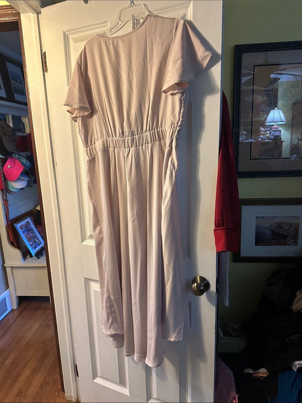 koi Blush Pink Midi Dress with Flutter Sleeves
